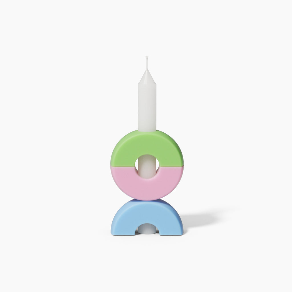 Green Pink Blue Circle shape - Stackable Candle -Boowan Nicole