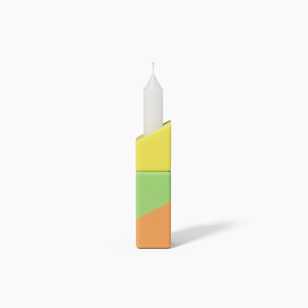 Yellow Green OrangeCube shape Stackable Candle -Boowan Nicole