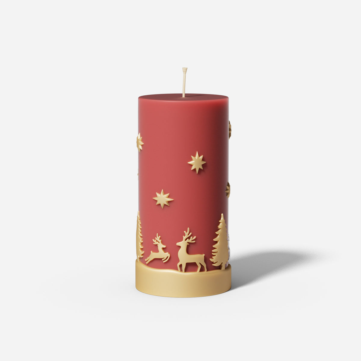 Long Cylinder Candle Silicone Mold with Christmas Pattern