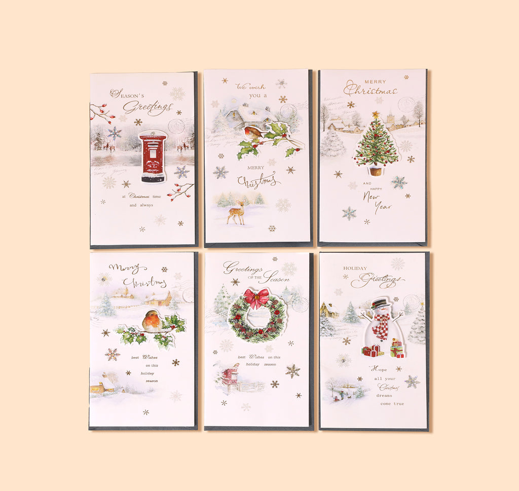 Six Christmas-themed greeting cards -Boowan Nicole
