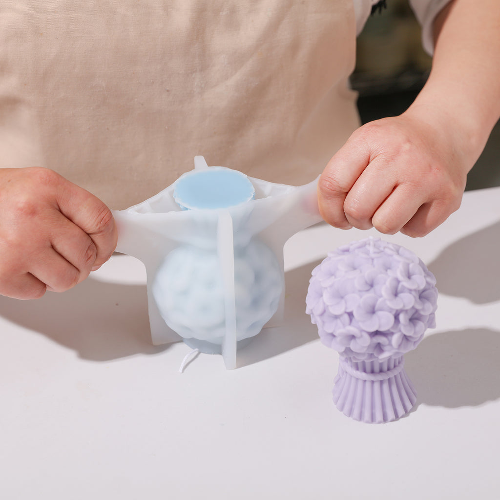 Soft silicone mold makes it easier to pop out Hydrangea Bouquet Flourishing Candle-Boowan Nicole