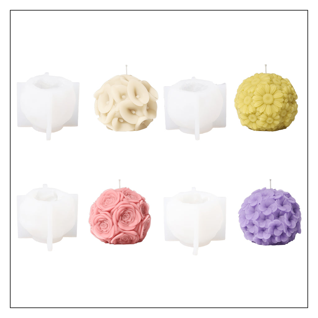 Four different colors and shapes Whispering Floral Orbs Candle-Boowan Nicole
