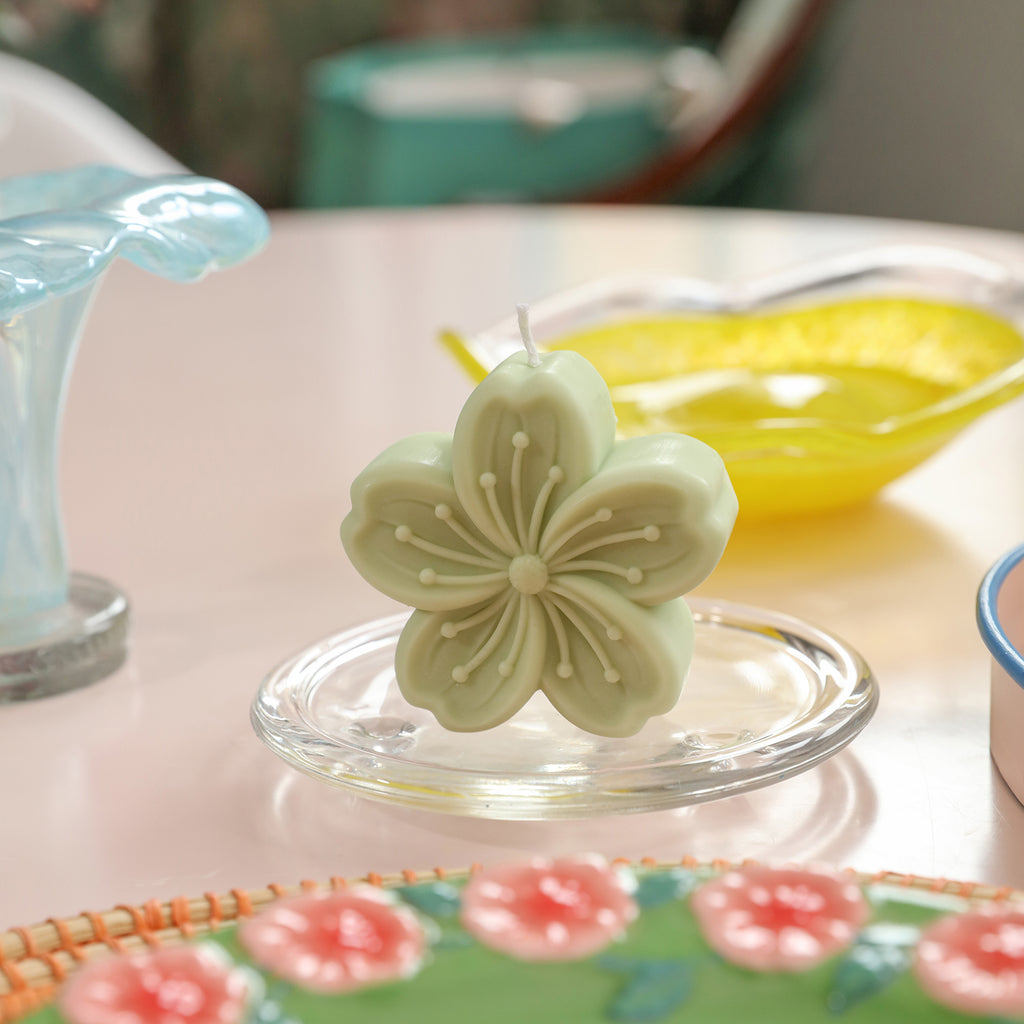 Green Sakura Candle on the dining table-Boowan Nicole