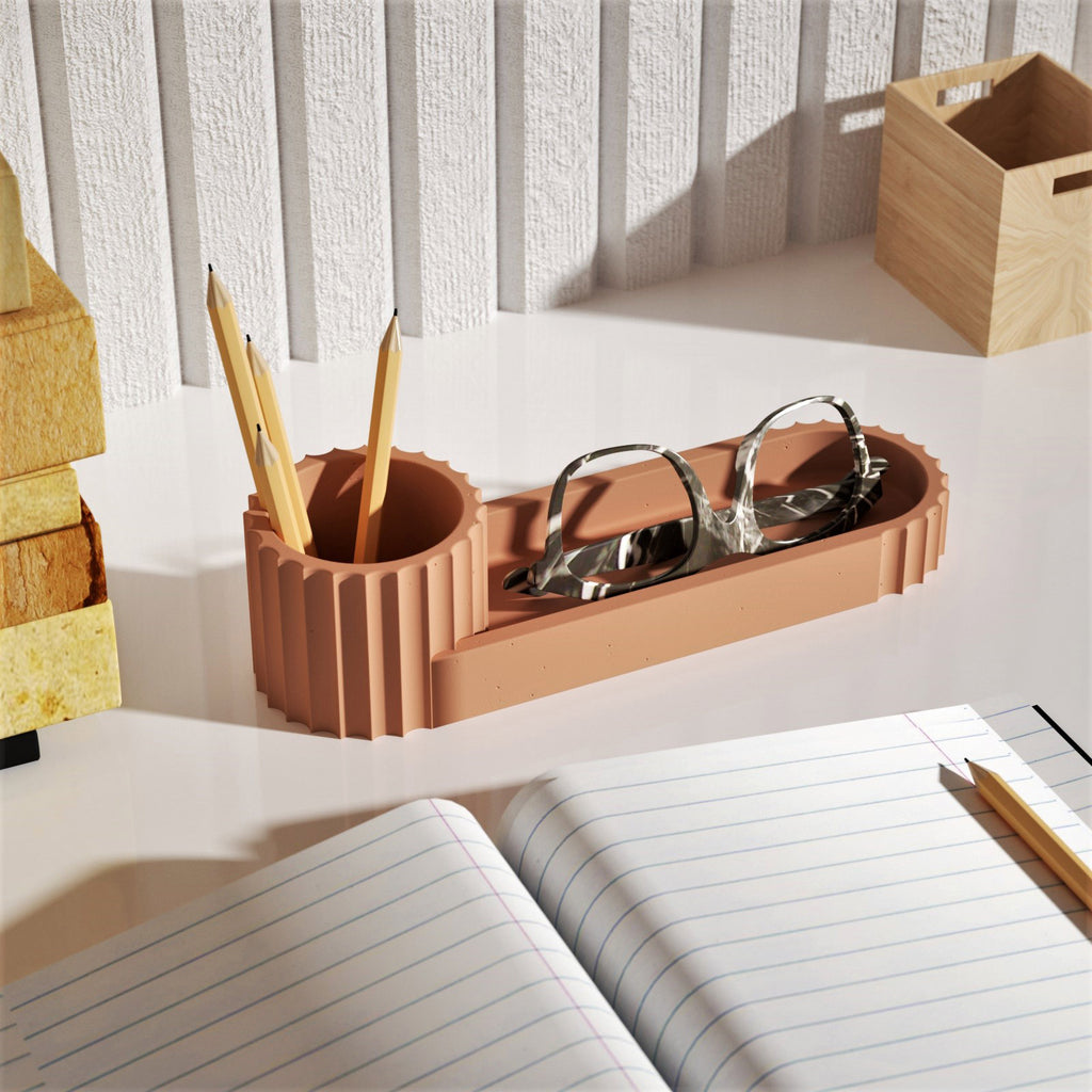 Red Short Pen Holder holds pencils and glasses-Boowan Nicole