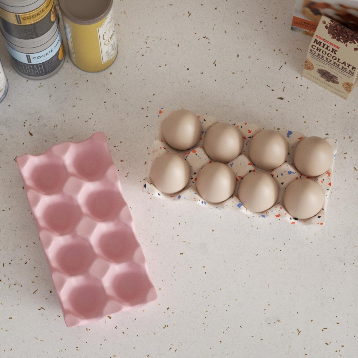 Handmade 8-cavity terrazzo egg tray – perfect for keeping your kitchen eggs organized and your countertop tidy - Boowan Nicole
