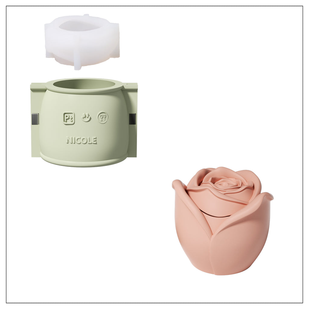 Red Rose Reverie Candle Jar and Silicone Mold Set - Boowan Nicole
