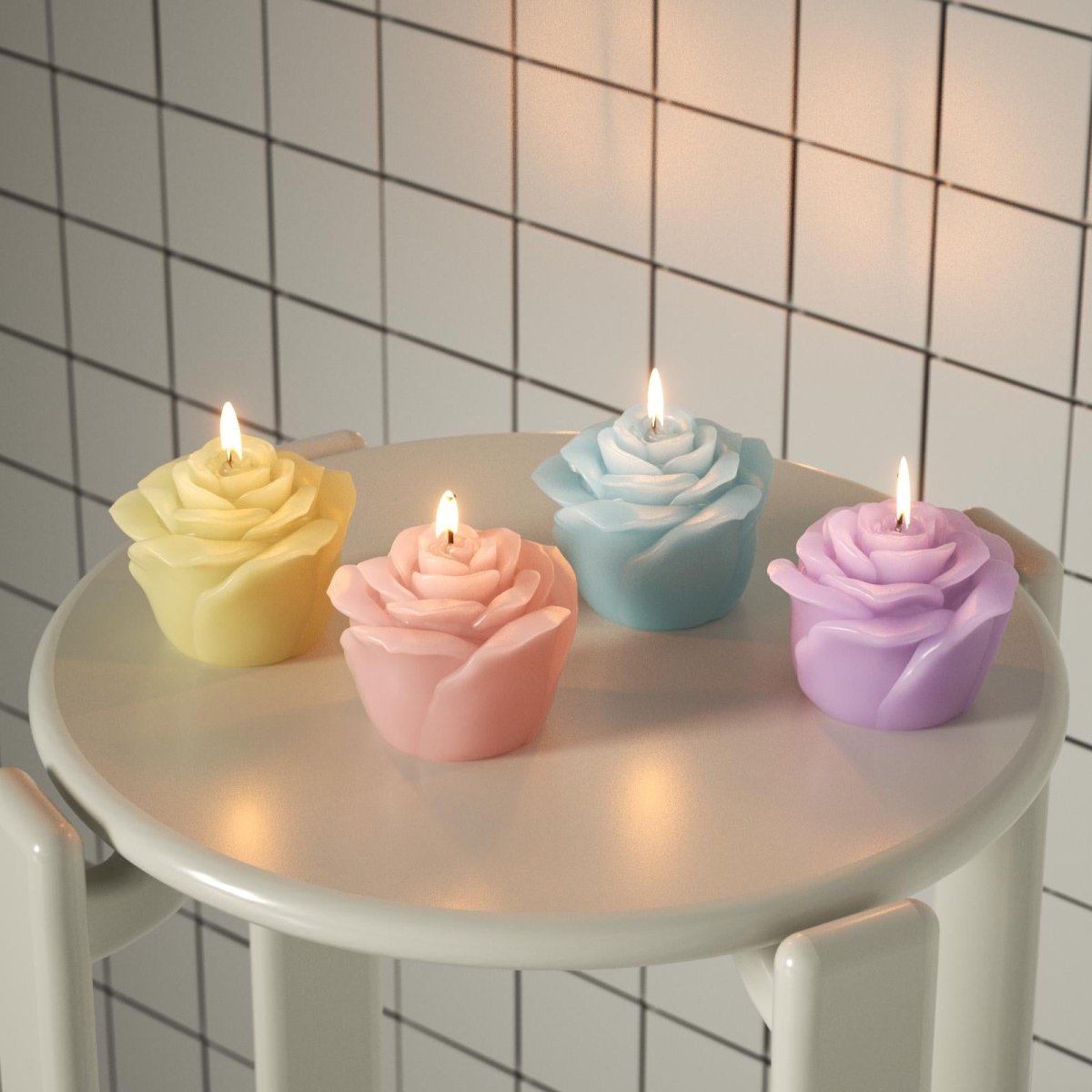 Handmade rose candles in assorted colors - Boowan Nicole