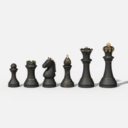 Classic Chess Piece Set with Black and Gold Finishes - Boowan Nicole