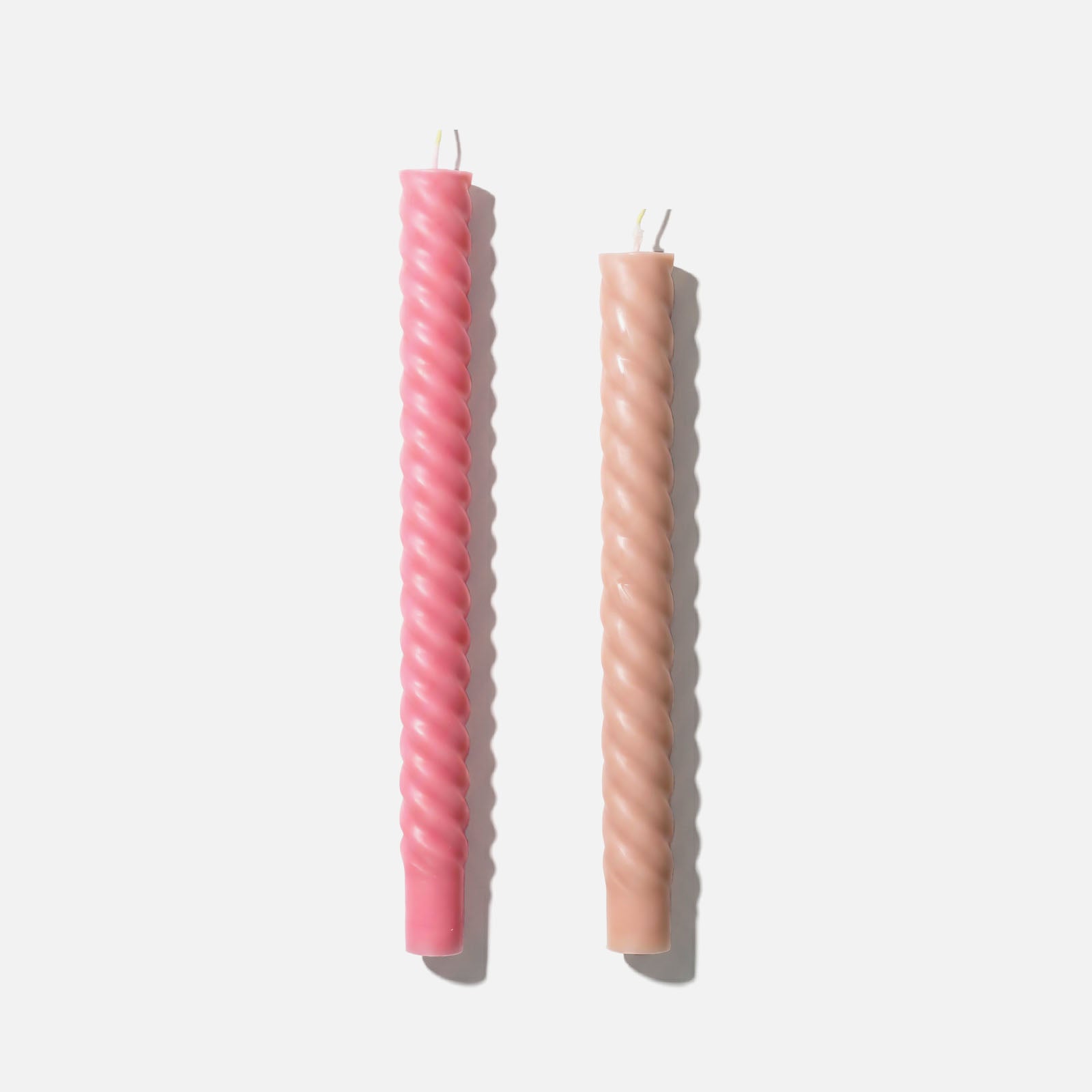 Twist Taper Candles in Pink and Nude on White Background - Boowan Nicole