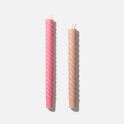 Twist Taper Candles in Pink and Nude on White Background - Boowan Nicole