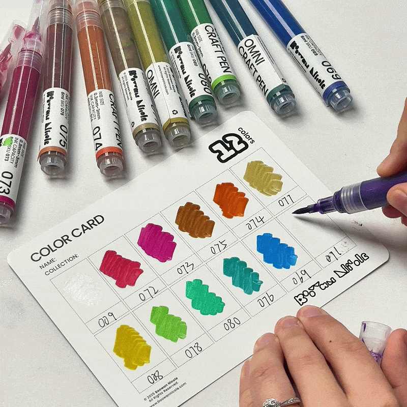 Swatching on color chart, showing details of each color - Boowan Nicole