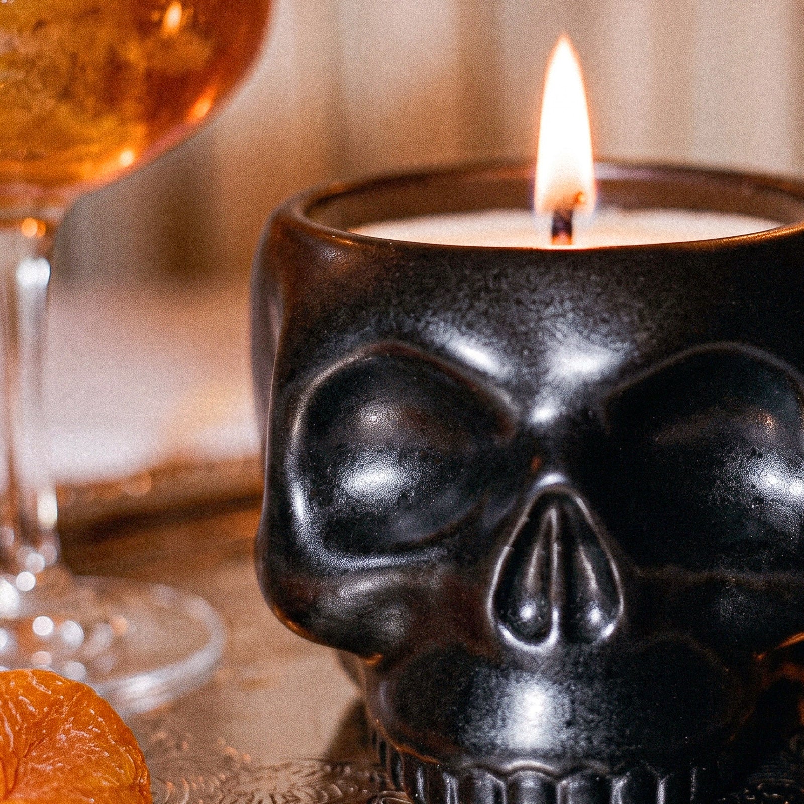 Midnight Skull Candle Jar Silicone Mold