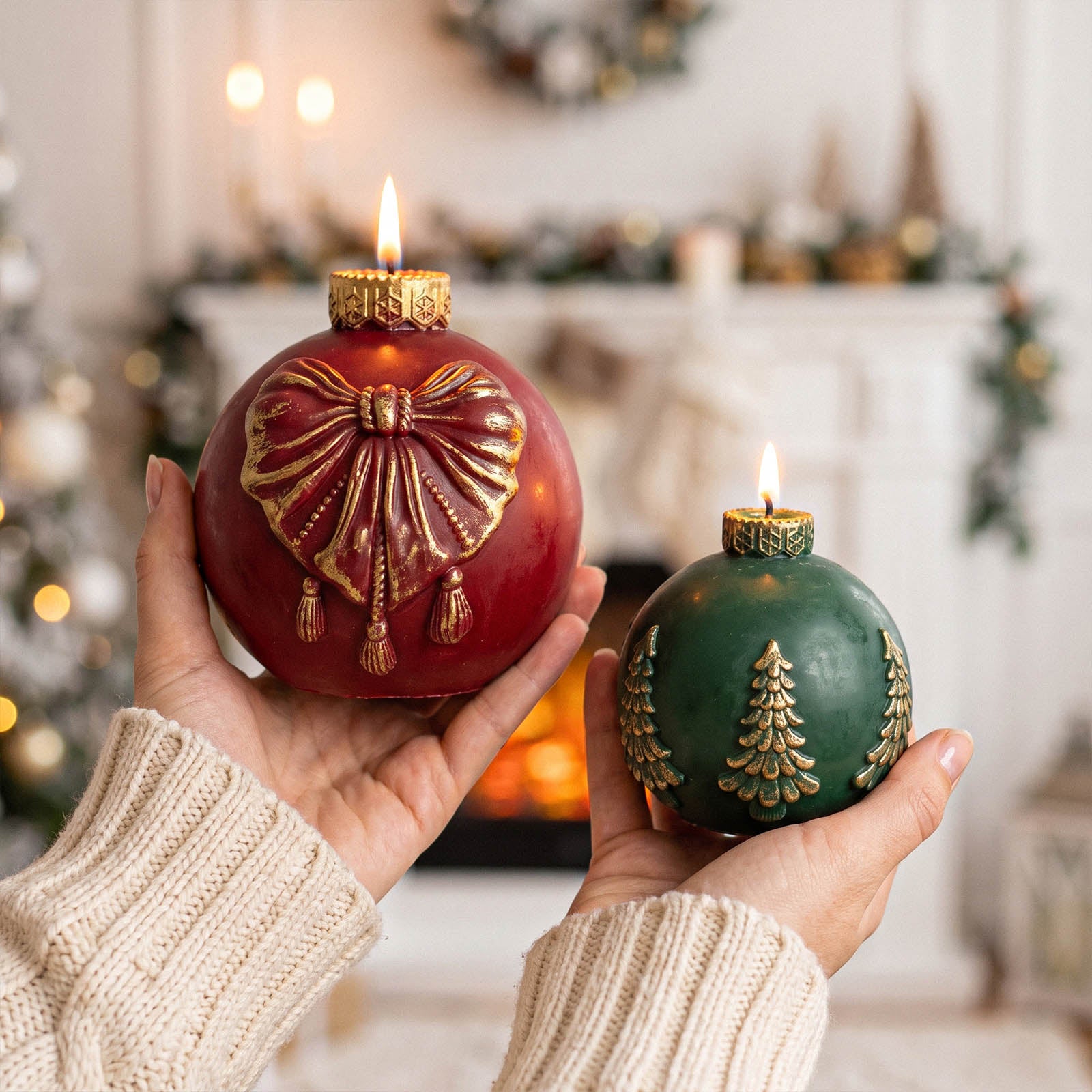 Vintage Pattern Christmas Ornament Candle Silicone Mold Collection
