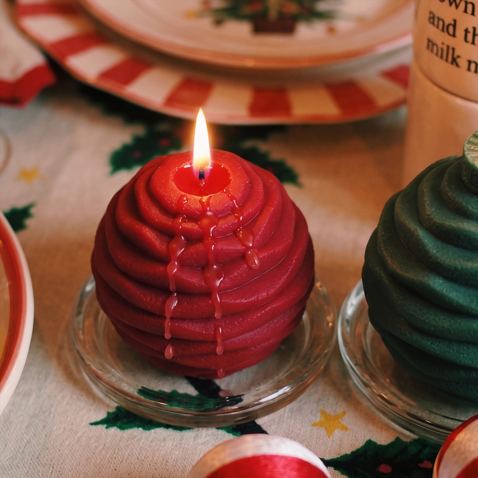 Ribbed Christmas Baubles Candle Silicone Mold Collection