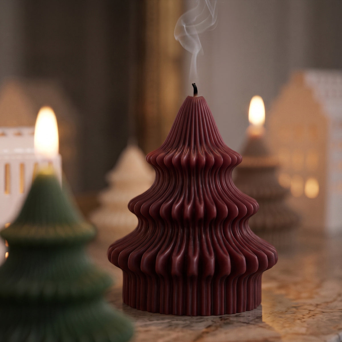 【予約販売】彫刻風クリスマスツリーキャンドル用シリコンモールドコレクション