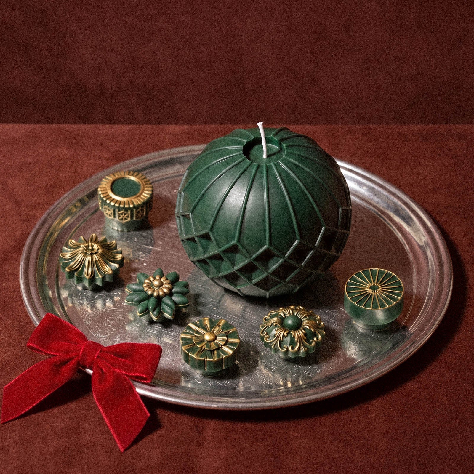 Geometric Pattern Christmas Bauble Candle Silicone Mold Collection