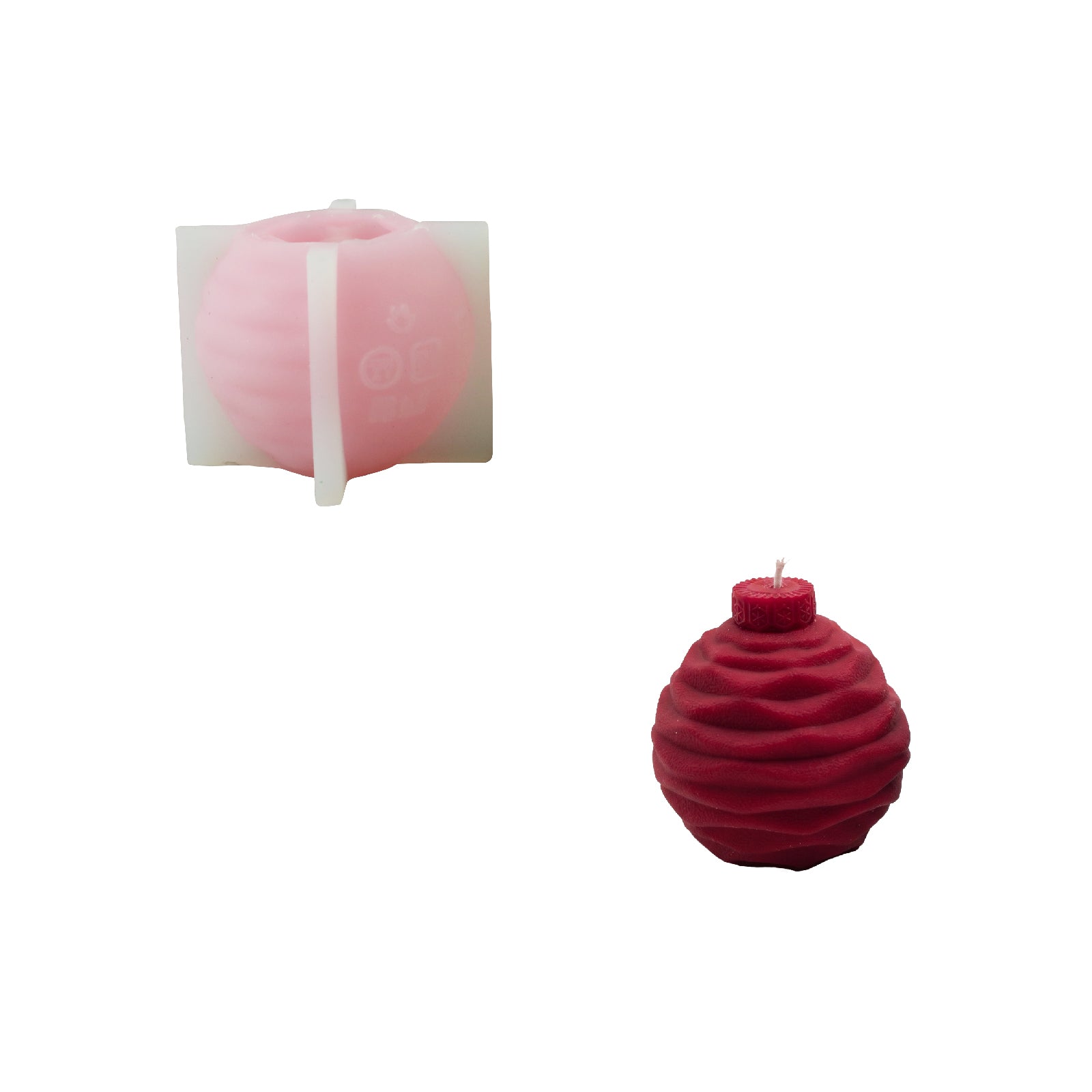 Ribbed Christmas Baubles Candle Silicone Mold Collection