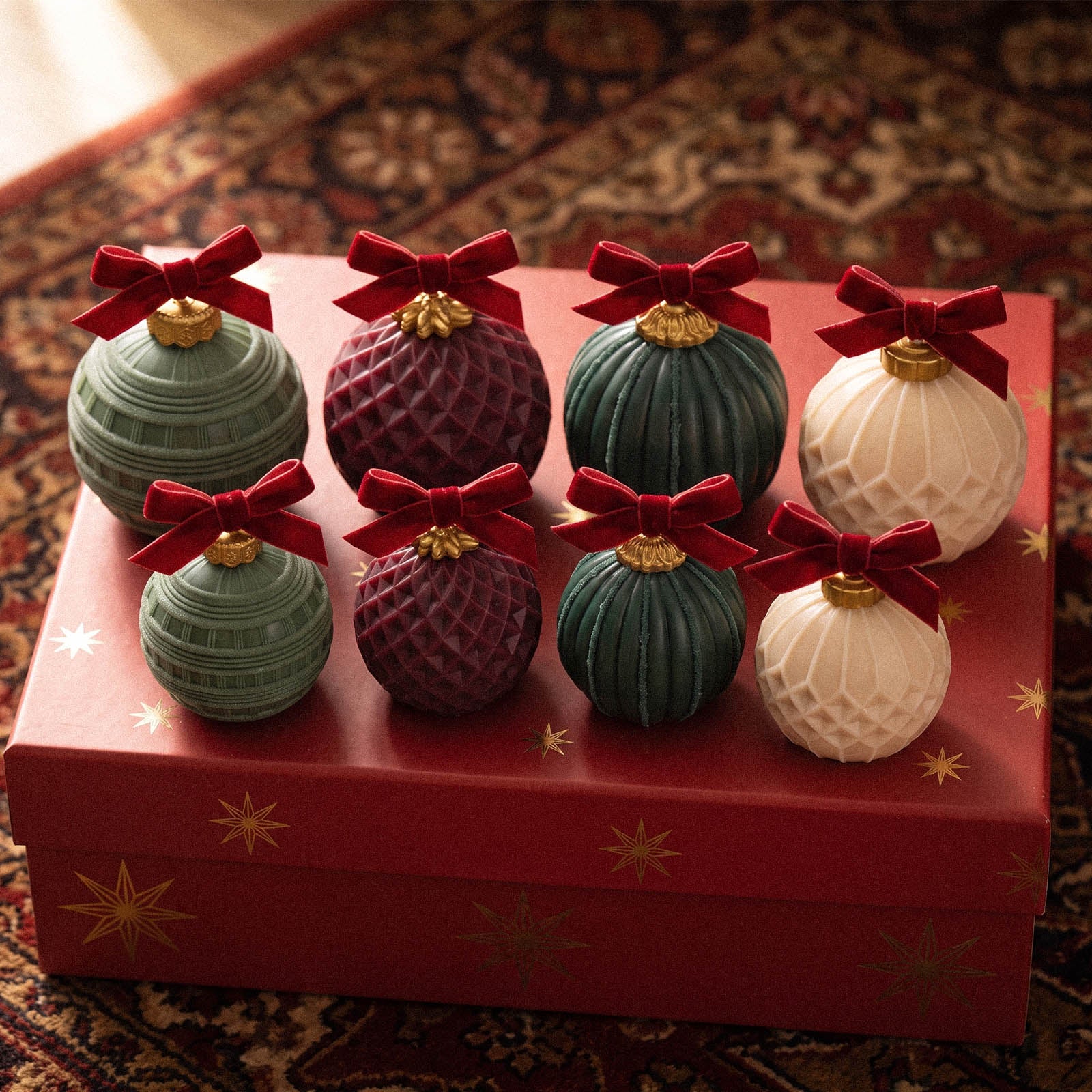 Geometric Pattern Christmas Bauble Candle Silicone Mold Collection