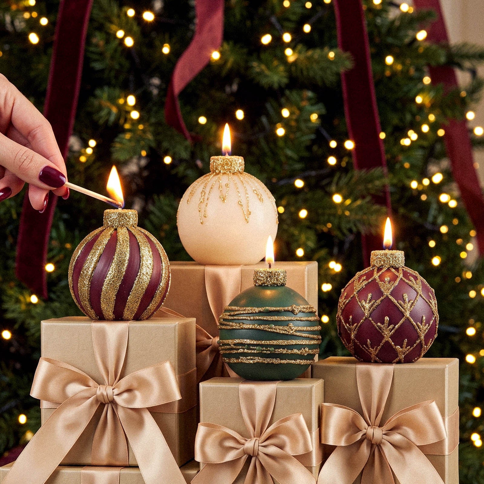 Flowing Texture Christmas Ornament Candle Silicone Mold Collection