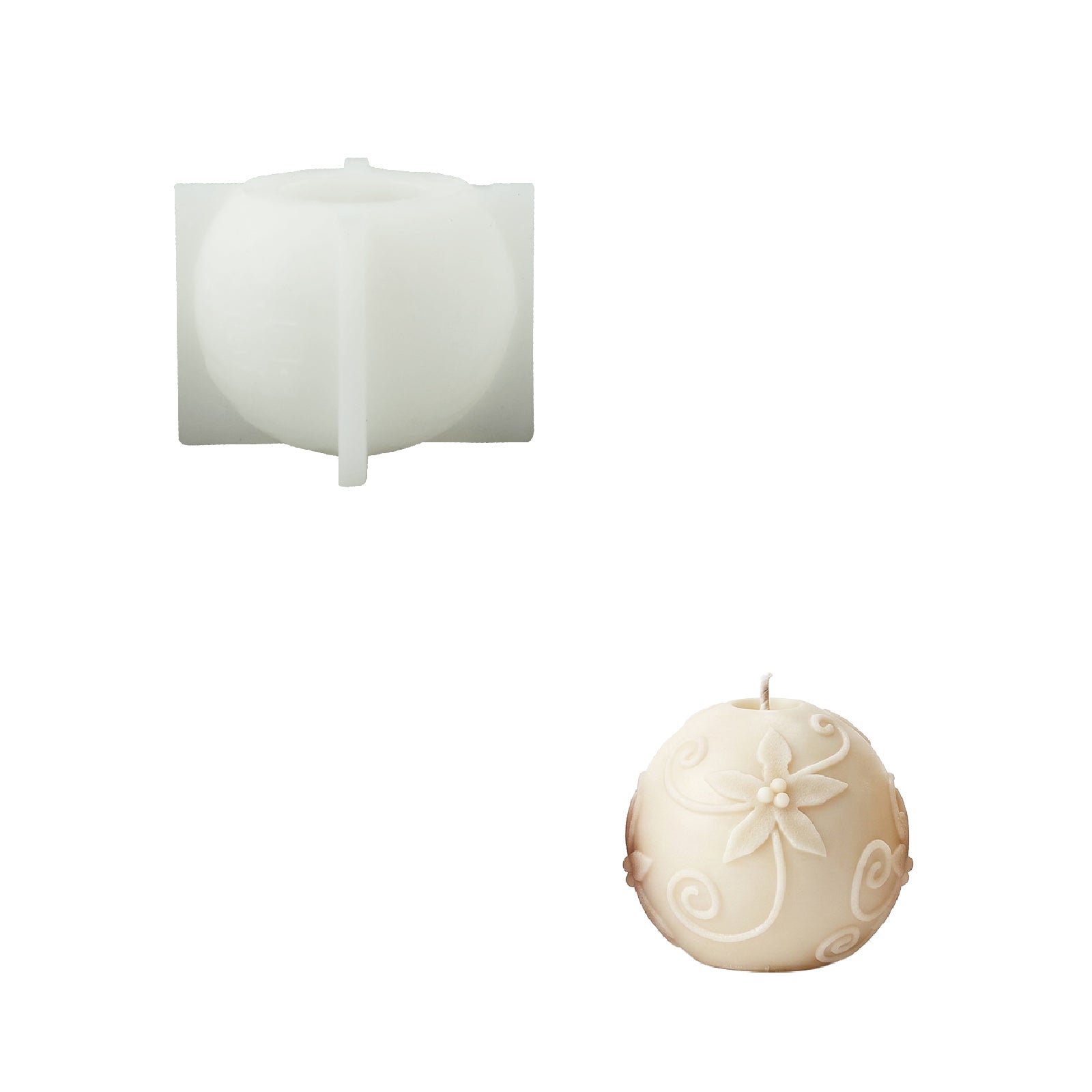 Nature-Inspired Christmas Baubles Candle Silicone Mold Collection