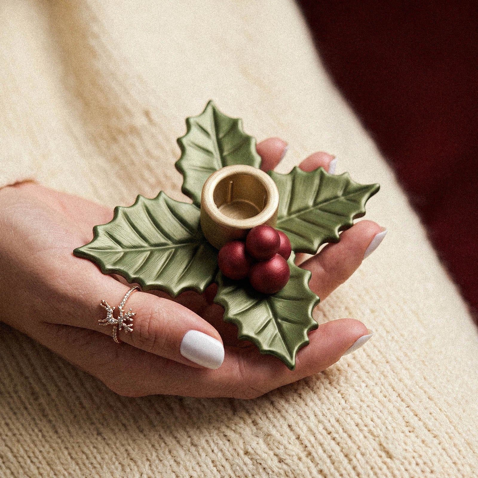 Azulmostaza × Boowan Nicole｜Christmas Holly Berry Candle Holder Silicone Mold