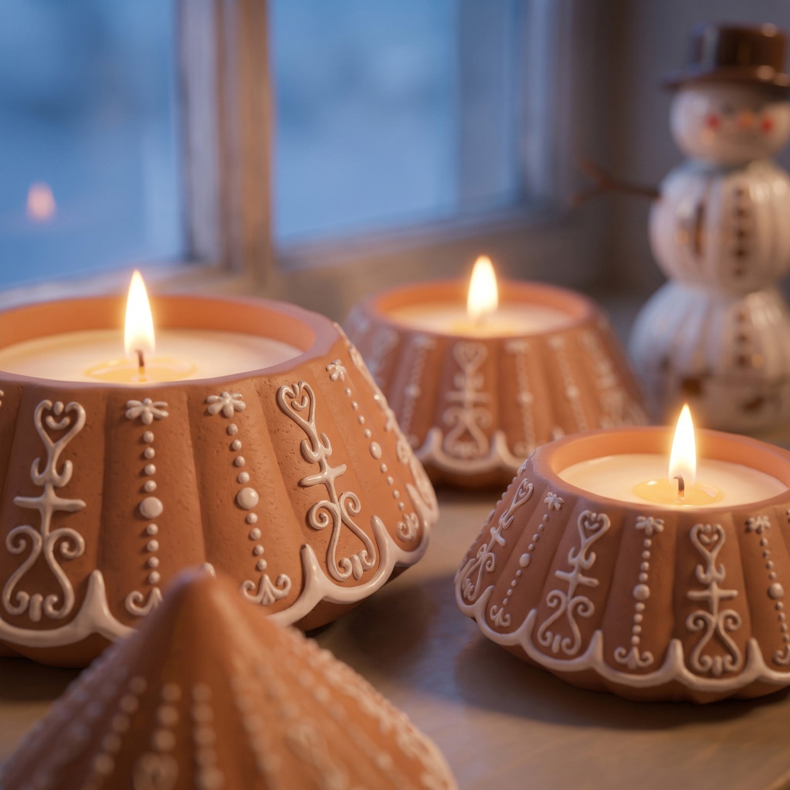 Gingerbread‑style stacking Christmas tree candle jar placed inside festive gift box for holiday present - Boowan Nicole