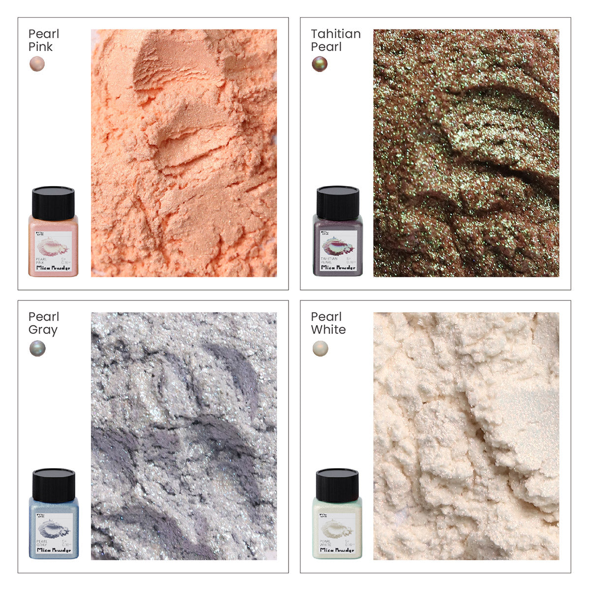 Kit de barniz acrílico sellador brillante con purpurina y polvo de mica para colorear - 4 colores perlados