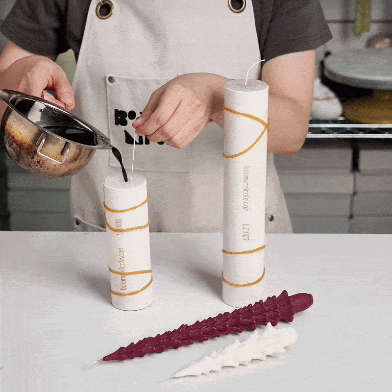 Video showing the making process of Winter Pine Taper Candle - Boowan Nicole