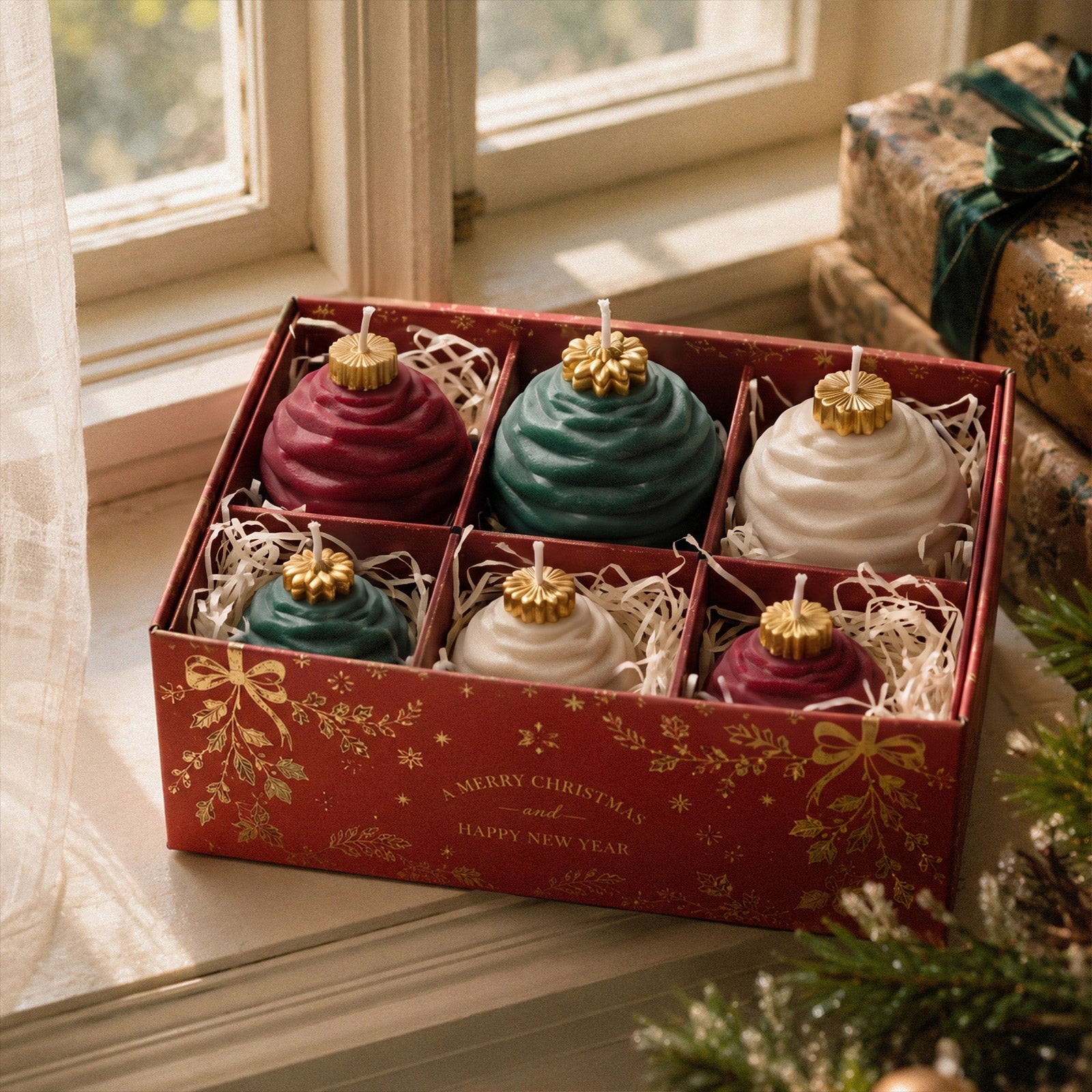 Ribbed Christmas Baubles Candle Silicone Mold Collection
