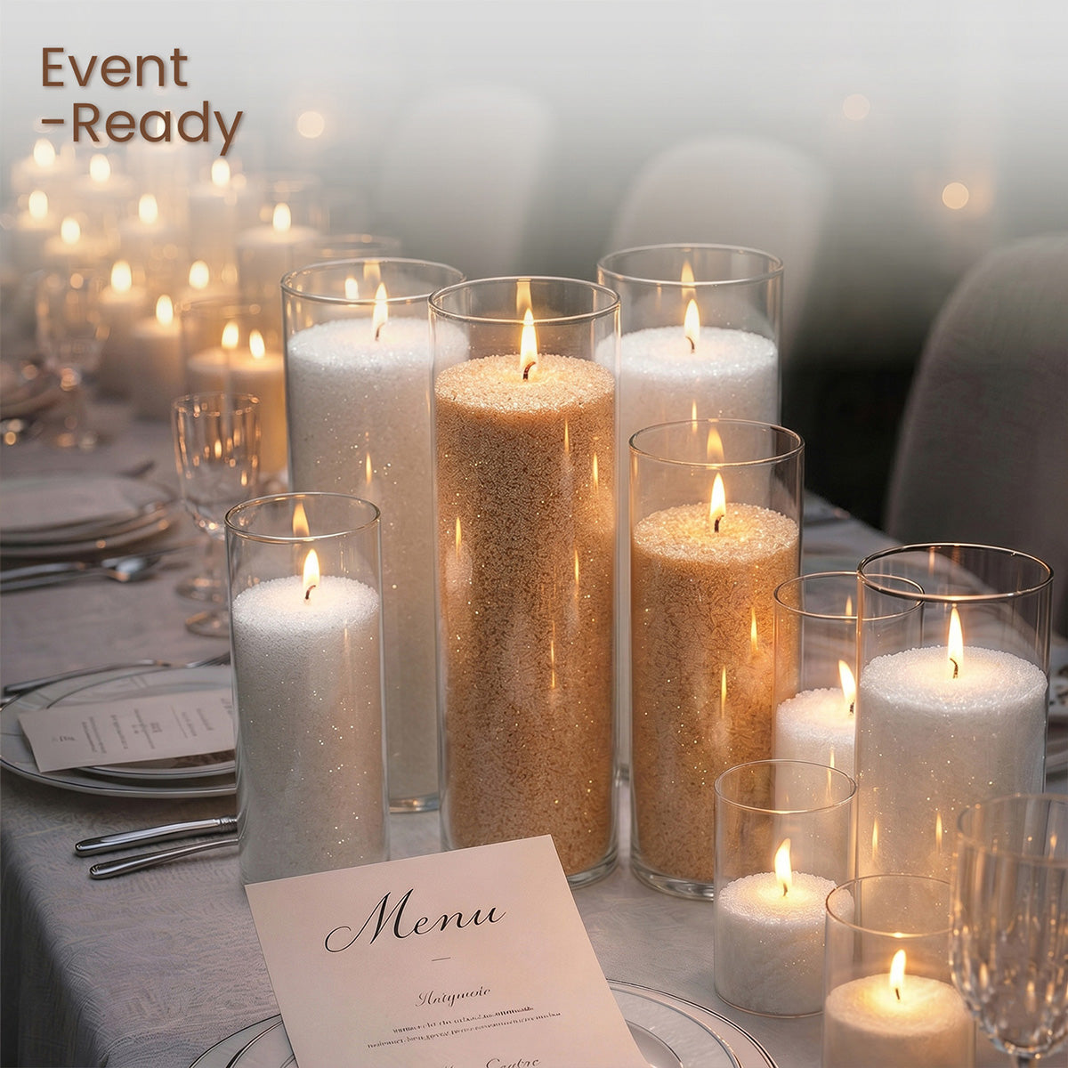 Event-Ready Pearl Sand Wax Candles - Sparkling Sand Candles for Wedding & Party Decor - Boowan Nicole
