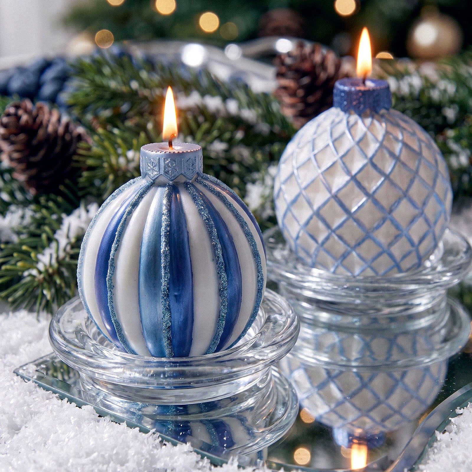 Geometric Pattern Christmas Bauble Candle Silicone Mold Collection