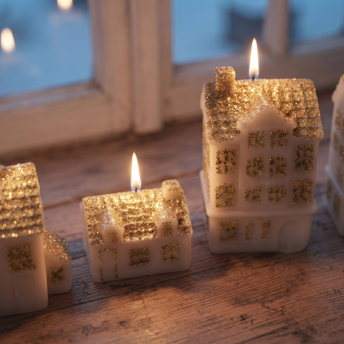 【Pré-venda】Coleção de moldes de silicone para velas Pequena Vila de Inverno