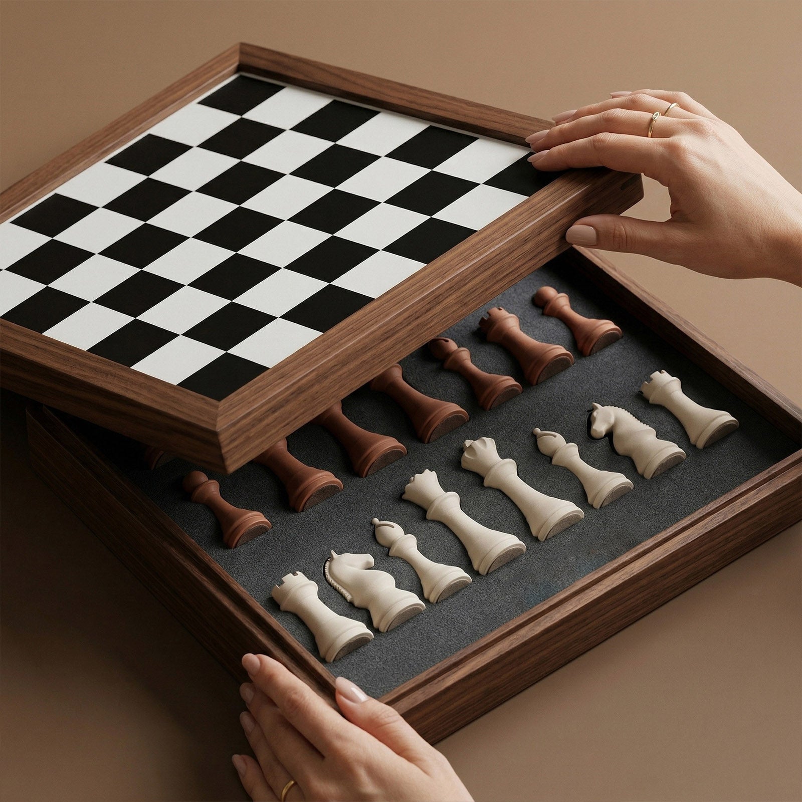 Opening Wooden Chess Set Box with Hidden Storage - Boowan Nicole