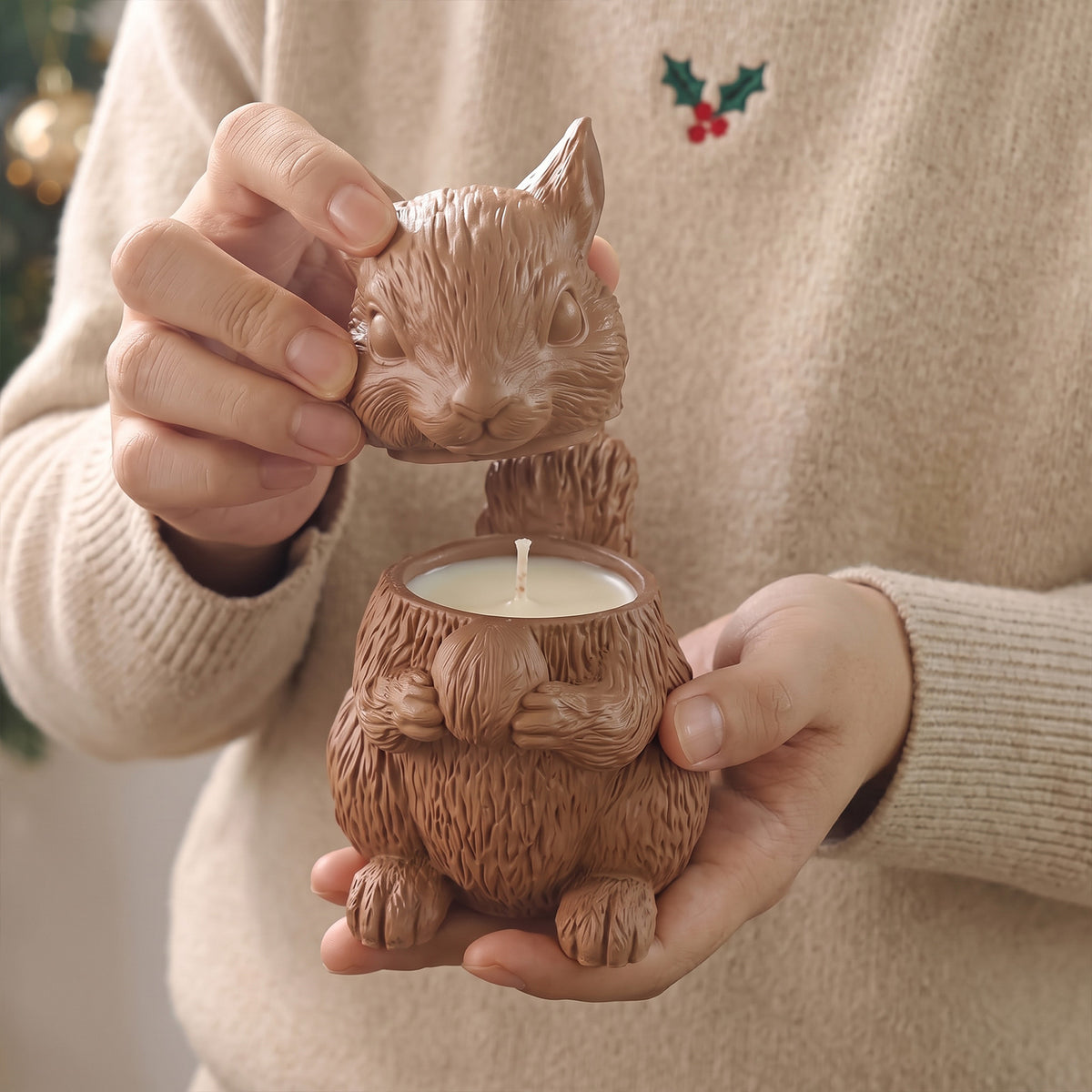 Studio82 x Boowan Nicole | Acorn Hug Squirrel Candle Jar Silicone Mold