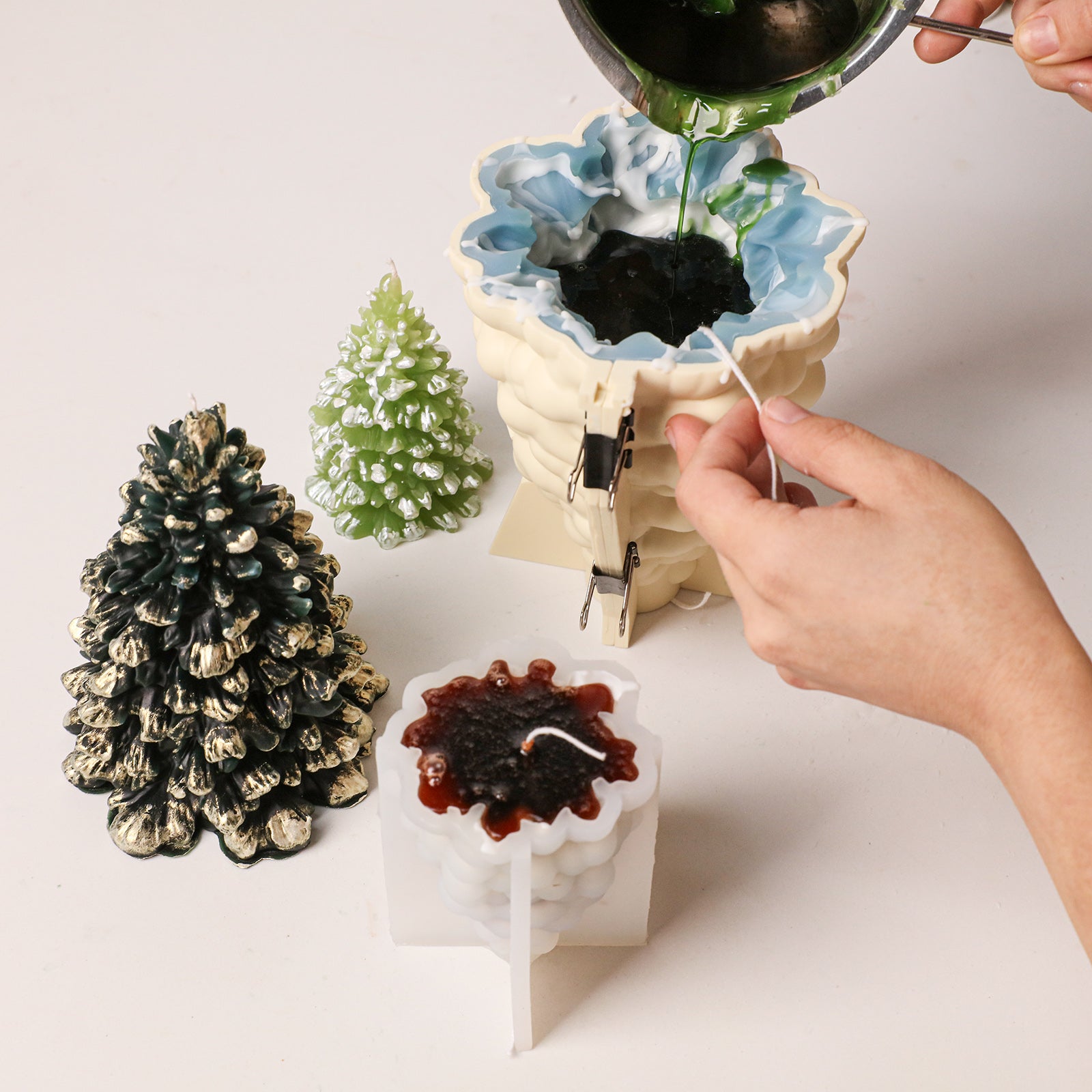 Snow-Dusted Christmas Candle Silicone Mold Collection
