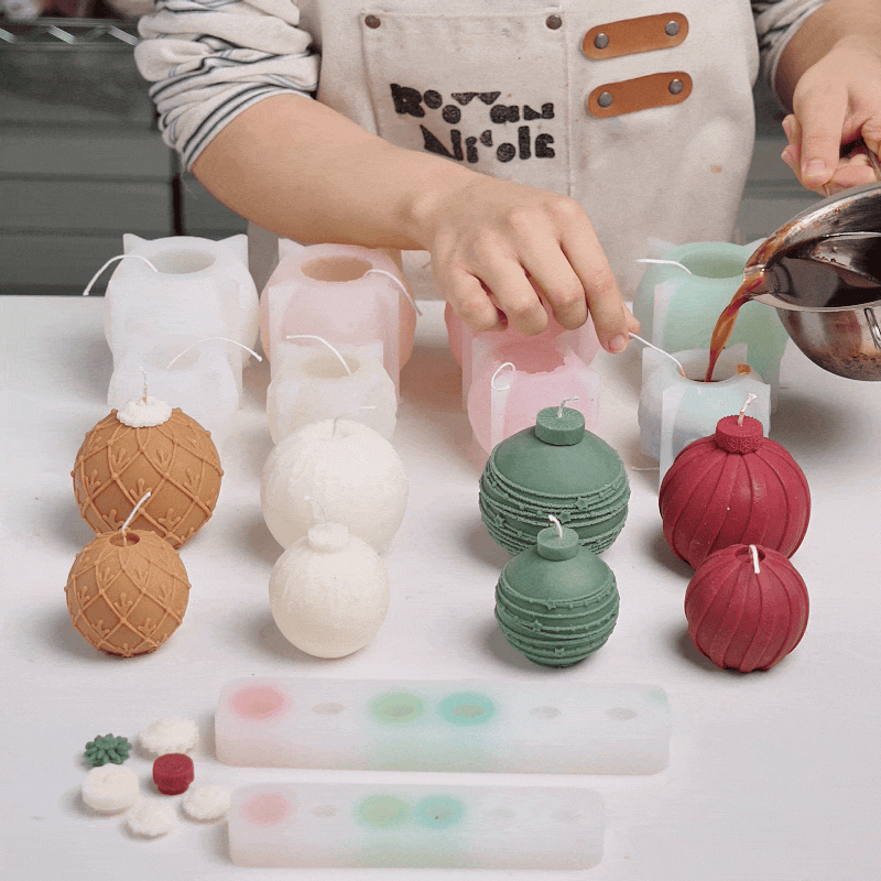 Flowing Texture Christmas Ornament Candle Silicone Mold Collection