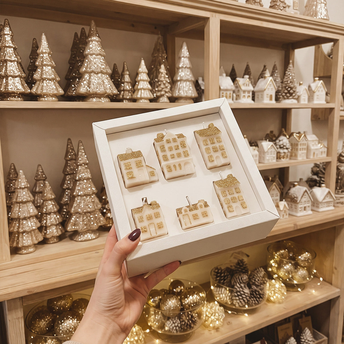 【Pré-venda】Coleção de moldes de silicone para velas Pequena Vila de Inverno
