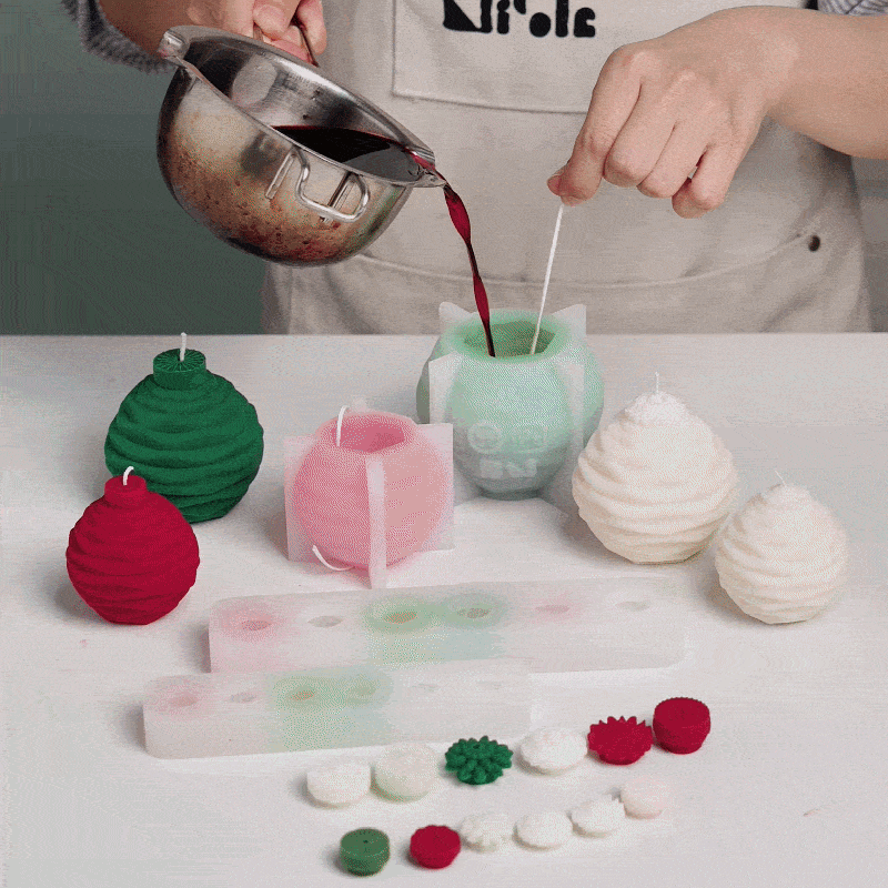 Ribbed Christmas Baubles Candle Silicone Mold Collection