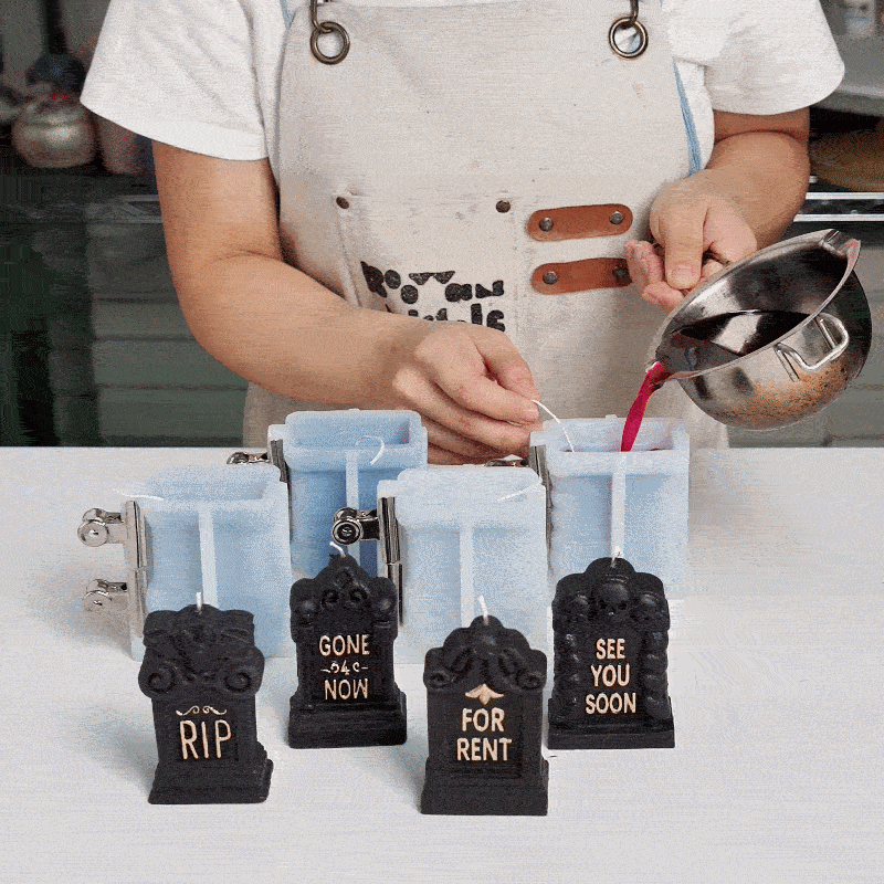 Showcase the candle making process of gothic tombstone candles - Boowan Nicole