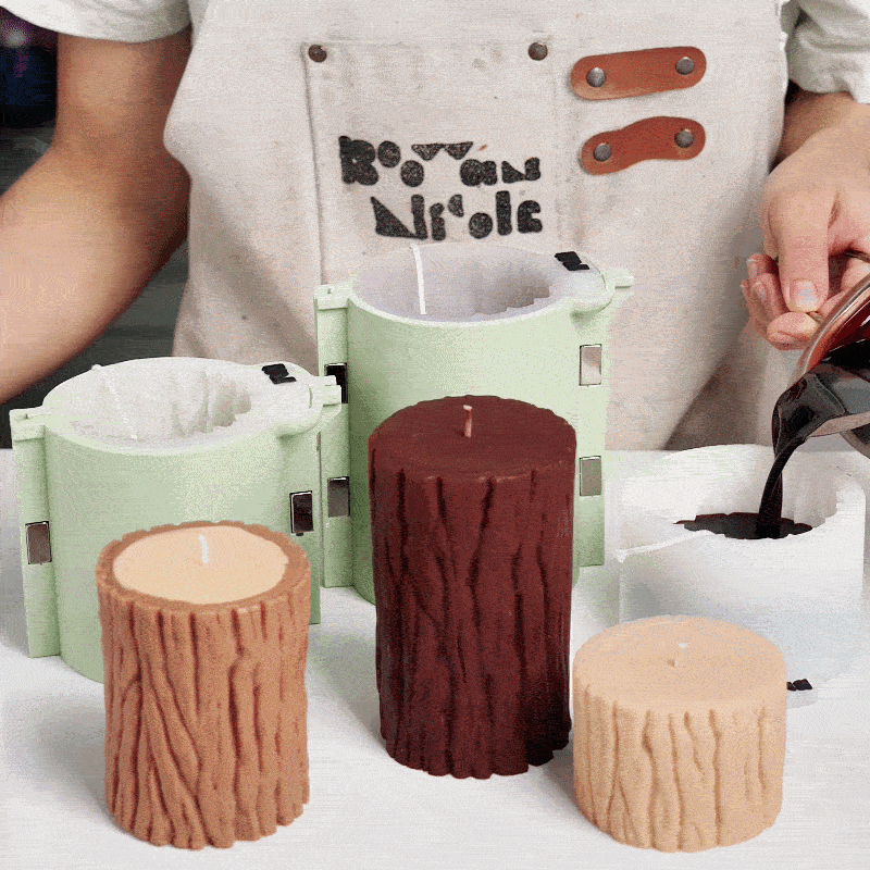 Process Demonstration of Studio82 x Boowan Nicole | Forest Stump Pillar Candle Silicone Mold - Boowan Nicole