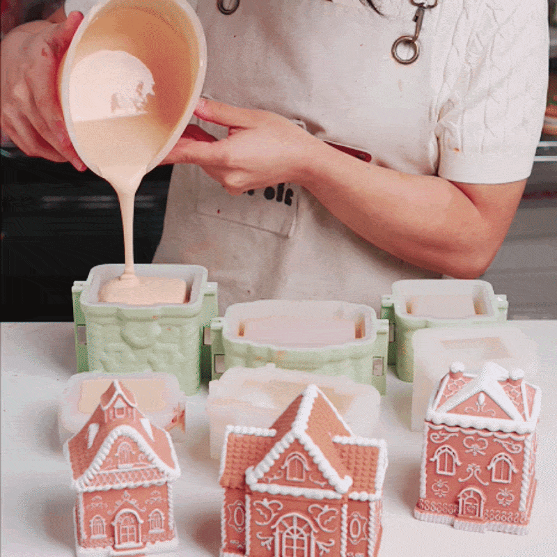 Cozy Gingerbread House Candle Jar Silicone Mold Collection