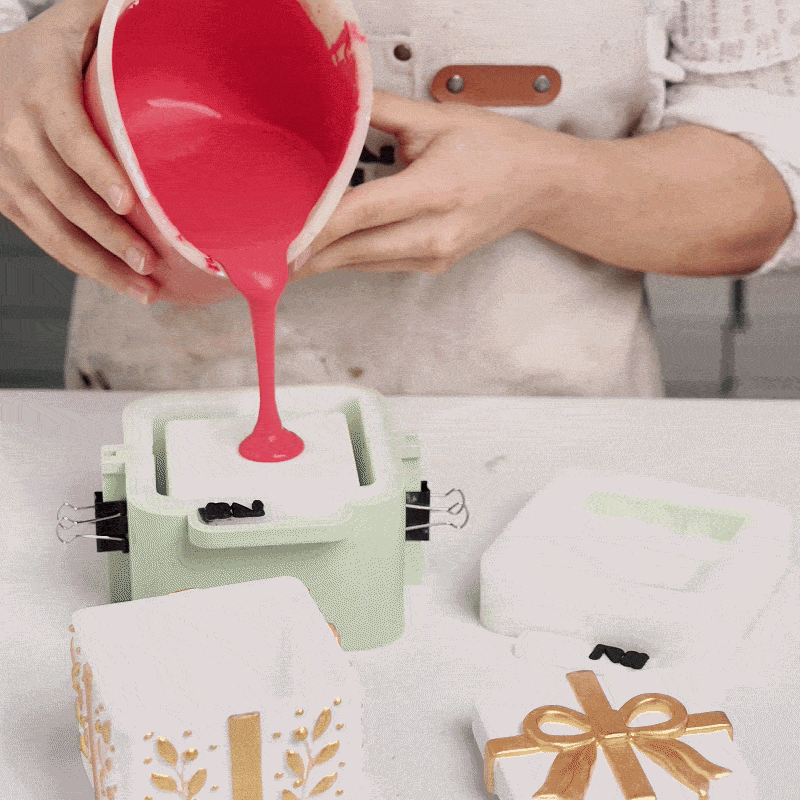 Making Process Demonstration of Azulmostaza × Boowan Nicole | Holiday Gift Box Candle Jar Silicone Mold - Boowan Nicole