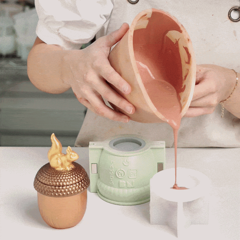 Squirrel Acorn Candle Jar Silicone Mold