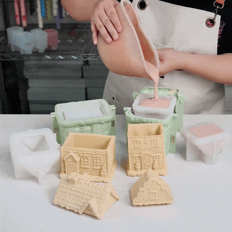 【Pré-venda】Molde de silicone para pote de vela Lar de Gengibre Aconchegante