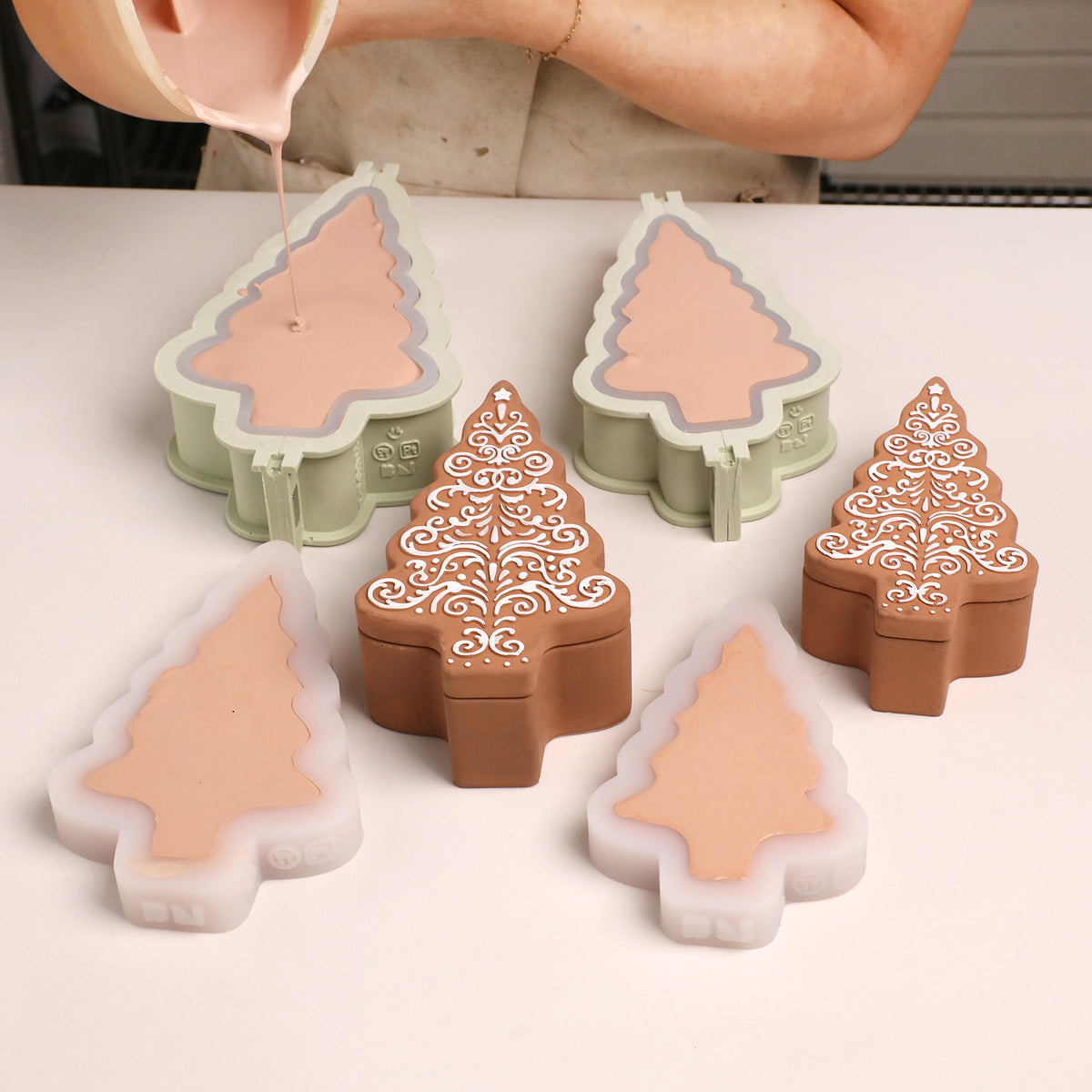 Gingerbread Christmas Tree Candle Jar Silicone Mold Collection