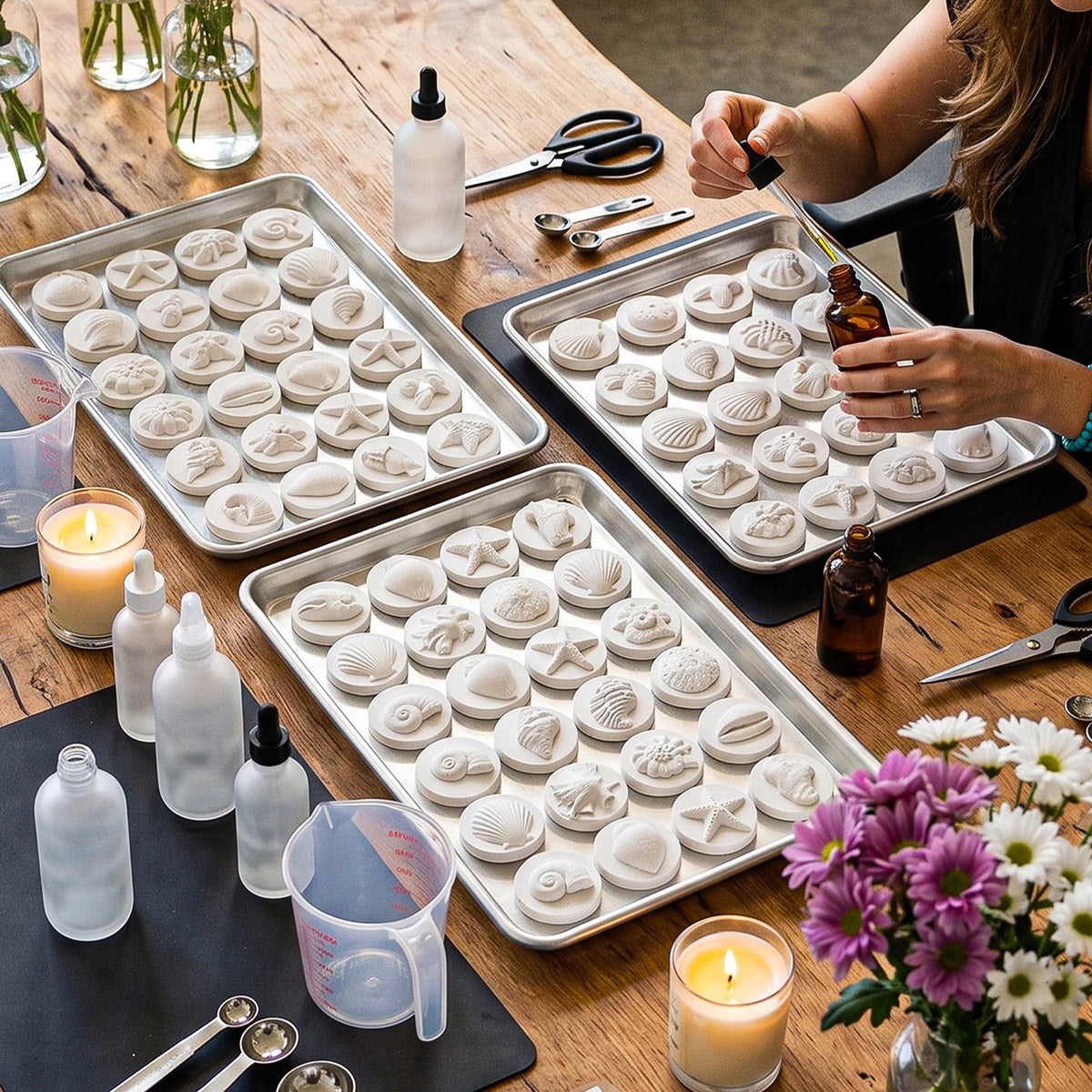 Bulk La Isla Bonita Scent Hangers in Trays During Crafting Workshop - Boowan Nicole