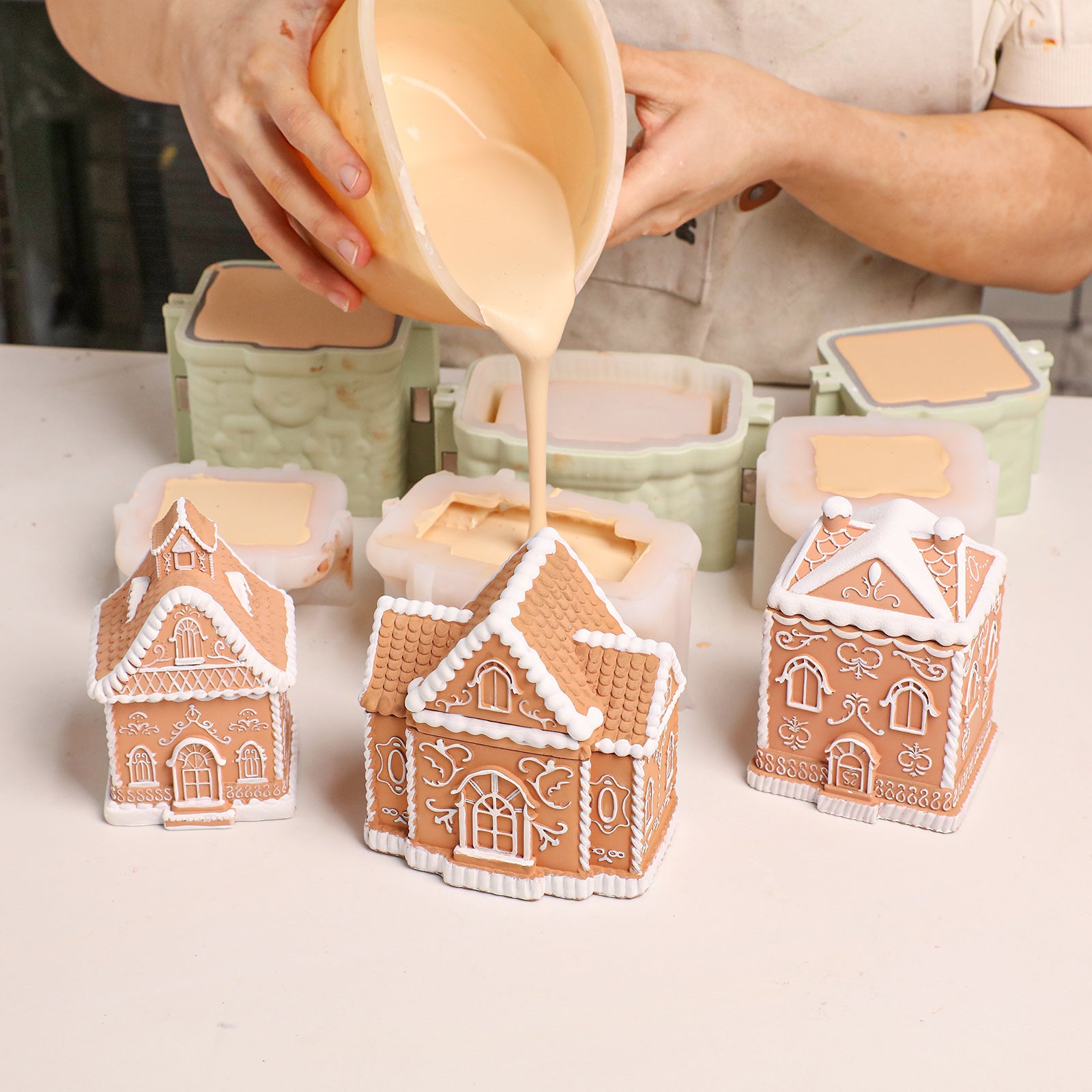 Cozy Gingerbread House Candle Jar Silicone Mold Collection