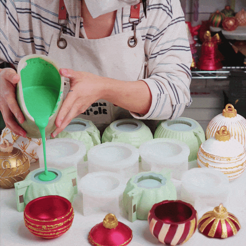 Sparkling Night Christmas Bauble Candle Jar Silicone Mold Collection