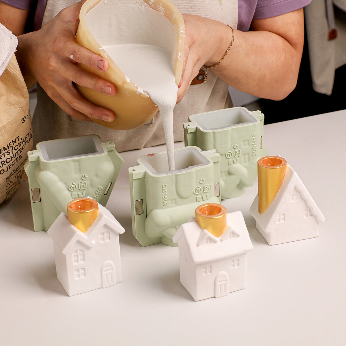 Winter Cottage Candle Holder Silicone Mold Collection