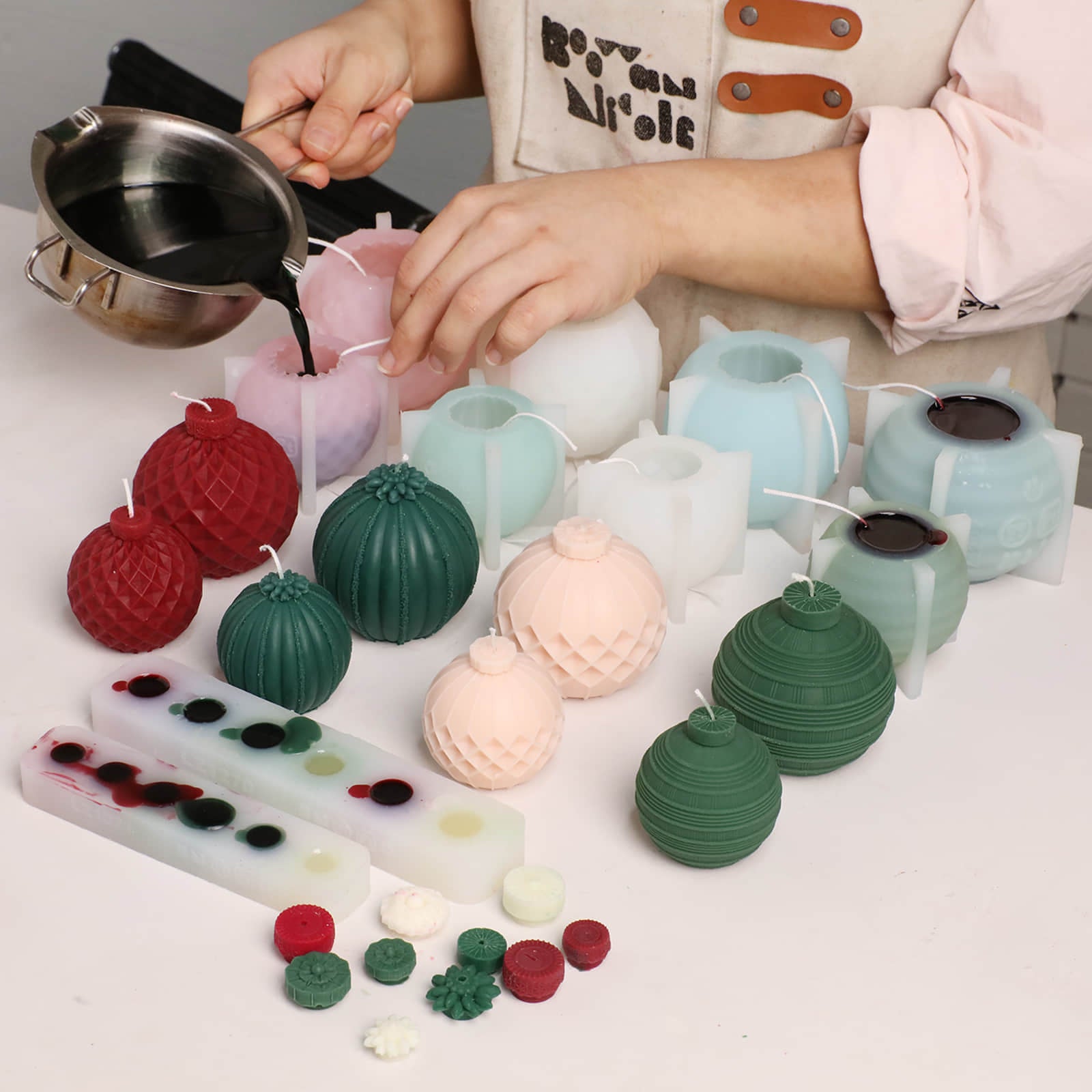 Geometric Pattern Christmas Bauble Candle Silicone Mold Collection